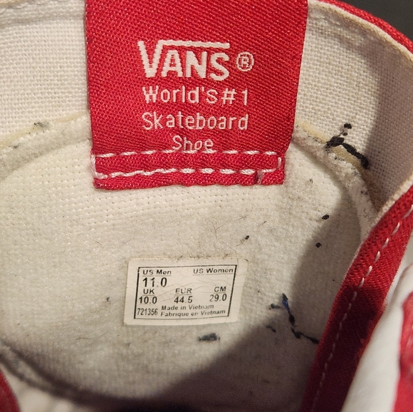 Men Vans SK8-Hi Canvas 'Formula One Red' Size 11 - Picture 7 of 7
